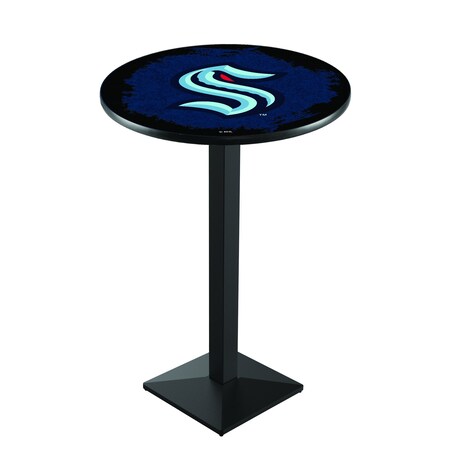 Holland Bar Stool Co 36" Black Wrinkle Seattle Kraken Pub Table L217B3628SeaKrk